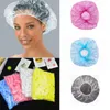 100 unids / set Gorro de ducha desechable a prueba de polvo Sombrero impermeable Clear Spa Hotel Hair Salon One-Off Gorro de ducha elástico Baño HHA1170