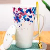 Copo criativo de água de cerâmica nórdica de grande capacidade para meninos com capa de capa de café personalidade caseira casas xícaras