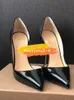 Designer Gratis verzending mode vrouwen schoenen zwart lakleer punt teen naaldhak hoge hakken pumps bruid trouwschoenen gloednieuwe 12 cm