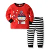 Jungen Mädchen Weihnachten Pyjamas 2020 Kinder neue Jahr Cartoon Weihnachtsmann Elk Langarm Tops + Streifen 2pcs scherzt Sätze Anzüge Kleidung B1