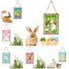 Easter Flag Cross Wiszące Craft Happy Easter Bunny Wiszące Ornament Drzwi Wall Ganek Worka Wisiorek Easter Decoration 6style T2i5732