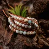 Nowy Higg-End 2018 - 5x Skórzany Wrap Amazonite Złota Bransoletka Bransoletka Multi warstwowa Bransoletka na prezent dziewczyny i kobiety MX190727