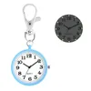 Mehrfarbige Mini-Taschenuhr mit rundem Gehäuse für Krankenschwestern, Damen, Damen, Mädchen, Quarz-Anhängeruhren, arabische Zahlen, leuchtendes Zifferblatt, Schlüsselanhänger-Uhr