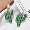 Gros-créateur de luxe de mode exagéré belle mignonne belle plante cactus pendentif perle boucles d'oreilles pour femme
