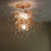 Kronleuchter aus mundgeblasenem Glas, individuell gestaltete Murano-Hänge-LED-Pendelleuchte, Wohnzimmer-Kronleuchter, klare Bernsteinfarbe, 70 cm, moderne Kunst-Design-Leuchten