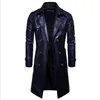 Designer Men's Trench Coats Autumn and Winter New Casual Lapel Double-breasted Imitation Leather Coated Coat Free Shipping