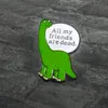Эмалированные булавки в виде одинокого динозавра, значок в виде мультяшного животного, брошь, зеленая булавка с отворотом для джинсовой рубашки, сумки, забавные украшения, подарок для друга