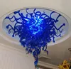 مصابيح كبير سقف كريستال الحديثة في اللون الأزرق LED أضواء عالية الجودة اليد في مهب زجاج السقف مصابيح الثريا زجاج مصباح الضوء