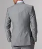 ライトグレーグルームタキシードノッチラペルスリムフィットグルームメンズウェディングドレス素晴らしい男ジャケットブレザー3ピーススーツジャケットパンツV200S
