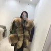 2019 Winter Jacke Frauen Echt Pelzmantel große Natürliche waschbären Pelz Kragen lange parka weiße ente unten jacke streetwear korea mode