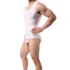Nefes Erkekler Seksi Leotard Mesh Yelek Fanila Fitness Güreş Singlet Tek Parça Vücut Geliştirme Bodysuit Erkek Ince Mayo
