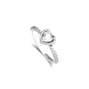 Clear CZ Elevate Heart Ring Jewelry 925 Sterling Silver Anelli femminili per le donne Simple Classic Love Rings Accessorio per gioielli