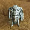 Partihandel-925 Sterling Silver Höga detaljer Elephant Ring Mens Biker Punk Ring TA120 US storlek 7 till 15