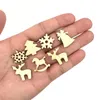 100 Pcs Wood Christmas Decorations Snowflake Wood Embellishment Christmas Tree Elk Decoration Gifts DIY Christmas Accessories BH2113 CY