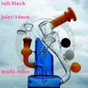 narghilè colorato vetro Puprle rosa verde rosso Bong Recycler Dab Oil Rig Beaker Glass Water Pipes