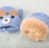 0-3 anni orecchie carine orso guanti per bambini dei cartoni animati inverno doppio strato di lana lavorata a maglia più velluto spesso caldo