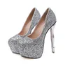 with box 2020 glitter sequined platform ultra high heel 16cm strange heels designer pumps bridal wedding shoes silver gold heels