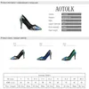 Genuine Leather Women Shoes High Heels Luxury Woman Pumps Pointed Toe Wedding Shoes Heels Spring Autumn Dress Shoes Plus Size 44