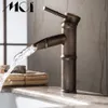 Robinets d'évier de salle de bains, finition Bronze Antique, lavabo en laiton à poignée unique, robinets d'eau et d'eau froide Mci1