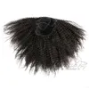 160g Indian Virgin Hair Cuticle Inriktad Afro Kinky Staight Body Wave No Tangle Ponytail Wrap Naturlig Svart För Human Hair Extensions