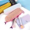 Lanzon Fashion Sequins Pencil Case Student Girls Pen Stationery Organizer Women Shinning Cosmetic Bag Make up Brush Storage Bags