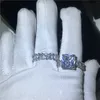 Vecalon Lovers Set di anelli in argento sterling 925 con taglio principessa con diamanti Anelli di fidanzamento con fedi nuziali per donne Gioielli con dita6996301