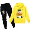 Cartoon Cartoon Jeffy Kids Sport Suit мальчики для мальчиков наборы для девочек брюки с капюшоном, детская костюма, подростки Pullov293X