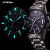 Sinobi zegarki Waterproof Waterproof Stali Stael Luksusowy pilotaż zegarki na nadgarstki Chronograph Date Sport Diver Quartz Watch Montre Homme