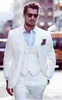 Classique Designe Blanc Groom Tuxedos Notch Lapel Groomsman Mariage 3 Pièce Costume Populaire Hommes D'affaires Veste Blazer (Veste + Pantalon + Cravate + Gilet) 2663