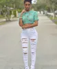 New Designer Denim Donna 2018 Jeans strappati a vita alta per donna Jeans skinny neri bianchi Donna Jean elastico sottile Donna Femme 50 MX190712