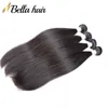 Bundles de cheveux vierges brésiliens Extensions 10-26 pouces Trame de cheveux humains Vague de corps Couleur naturelle Pleine tête 4PCS DHL En gros BellaHair