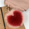 15 cm Real Fox Fur Ball Heart Shaped Pompom Bag Charm Keychain Pendant Keyring Tassels282L