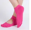 Kadın Yoga Çorap Anti-Slip Slip Beş Parmak Sırtsız Silikon Değil olmayan 5 Toe Socks Bale Spor Salonu Fitness Spor Pamuk Çorapları 6PAIR