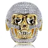 verfristete Ringe für Männer Hip Hop Luxus Designer Herren Bling Diamond Goldschädel Ring 18K Gold Platted Skeleton Rapper Ring Schmuck 235L