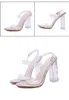 Plus Size 35 To 40 41 42 Orange Purple PVC Clear Heels Women Chunky Heel Slipper Sandals