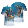 Fashion 3D T Shirts Skriv ut Katt Chismtas Mäns Kvinnor Tshirt Anime Short Sleeve Tees O-Neck Tops Cartoon Tshirt 131