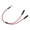 3.5mm mâle 1 à 2 femme branche en métal rouge câble audio répartiteur écouteur Lovers chérie au câble 100pcs