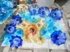 Moderne blauwe glazen lamp opknoping platen muur kunst ontwerp Europese type woondecoratie stijl hand geblazen murano flowe plaat