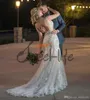 Modest Full Lace Mermaid Dresses Sheer Jewel Neck Backless Sweep Train Plus Size Cheap Wedding Dress Bridal Gowns vestidos de novia