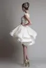 NOVITÀ Krikor jabotian abiti da sposa corti in pizzo avorio bateau maniche ad aletta senza schienale lunghezza al ginocchio Una linea abiti da sposa in organza arabi