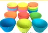 NOVO arrvial sete centímetros misturar cores Silicone Mould Muffin Muffin Cupcake Moldes FDA DIY Cupcake Baking Tools forma redonda Silicone Jelly Baking Mould