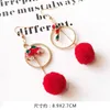 Fashion- winter Christmas ornaments merry Christmas earrings female fashion accessories small pompy-snowman Santa Claus elk red and green