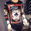 Luxury Design Printing T Shirt Homme Royal Print Men Velour T Shirt Club Outfit Men Slim Fit Long Sleeve O Neck Velvet T Shirt T200111