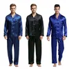 TonyCandice Hommes Stain Soie Pyjama Set Hommes Pyjamas Soie Vêtements De Nuit Hommes Sexy Style Moderne Doux Confortable Satin Chemise De Nuit Hommes D'été T200110