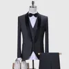 Royal Blue Men Suits 2020 Wedding Navy Blue Slim Fit Groom Tuxedo Bourgogne Male Blazer Black Shawl Lapel Prom Wear 3 Piece Jacket 283f