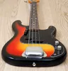 Sällsynta 4 strängar Precision 3 Tone Sunburst Jazz Electric Bass Guitar Alder Body, Dot Inlay, Black Pickguard, Big Bridge Cover