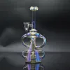 блестящая радуга Dab Rig Hokah Стеклянная вода для воды курить бродяглый двойной утилизатор klein