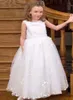Kwiat Girl Sukienki Bez Rękawów Koronki Aplikacja Puszyste Dzieci Suknie Wieczorowe Na Wedding Party Communion Sukienki