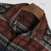 Casual Men's shirts camisa Cool Handsome Ethnic Style Printed Long Sleeve shirt men Turn-down Collar Double Pockets Male Blouse