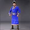 Tradycyjne mongolskie kostiumy dla mężczyzn zielona sukienka narodowa festiwal suknia haftowana długą szata mężczyzna folk taniec sceny